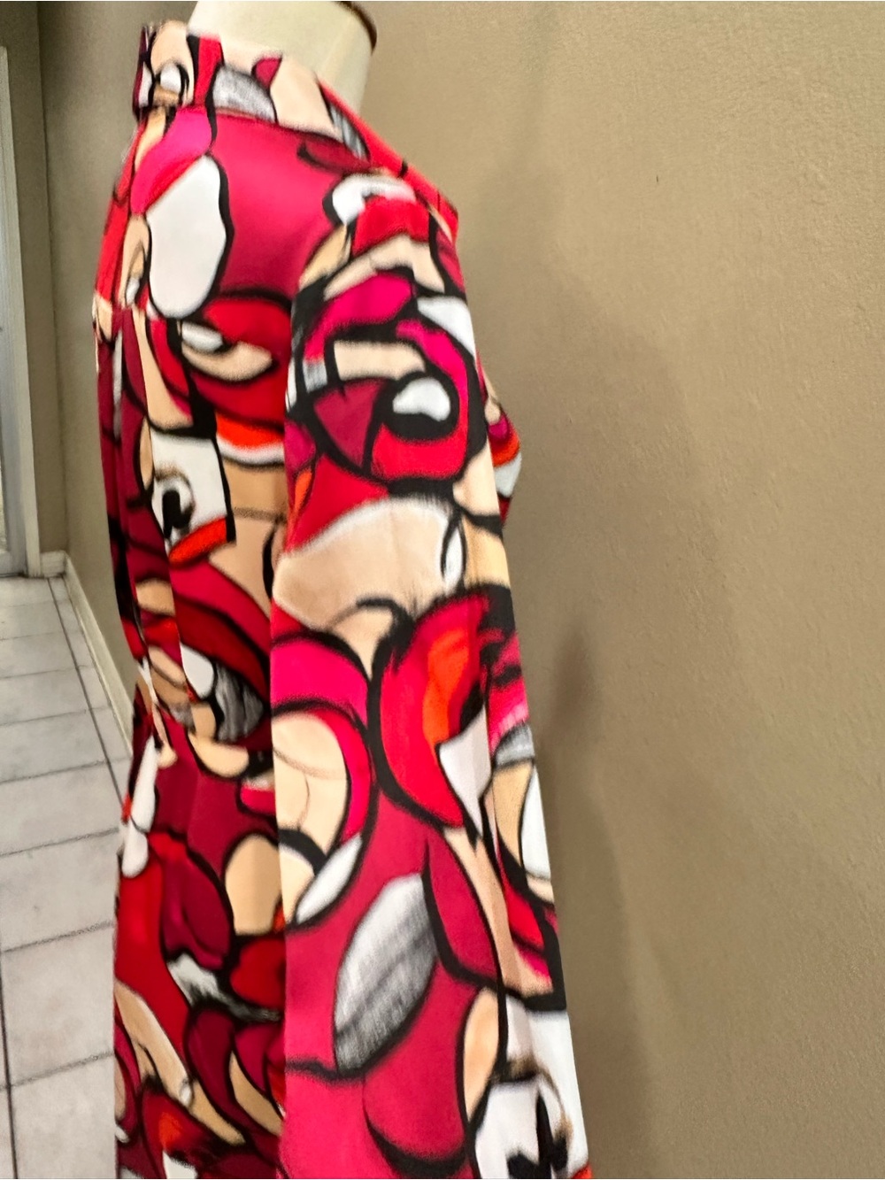 Chicos Shirt Dress Bold Pink Floral Shirt Dress with Tie Waist Small - Picture 16 of 16